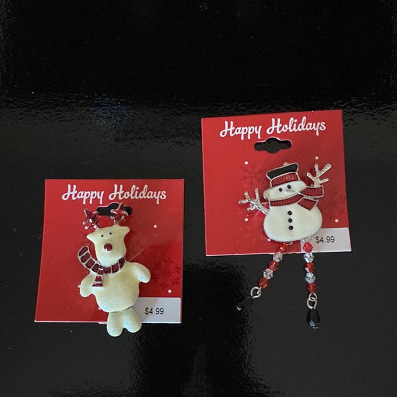 Christmas Reindeer & Snowman Pin  NWT - Picture 2 of 8